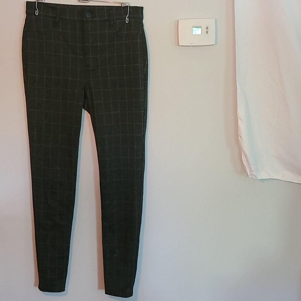 Grey Windowpane Stretchy Work Pants